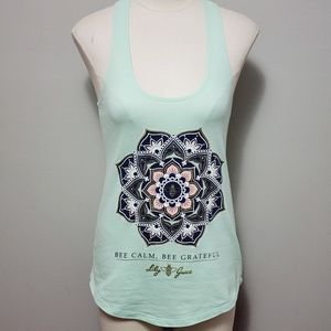 Lily Grace mint Bee Calm french terry racerback tank size small